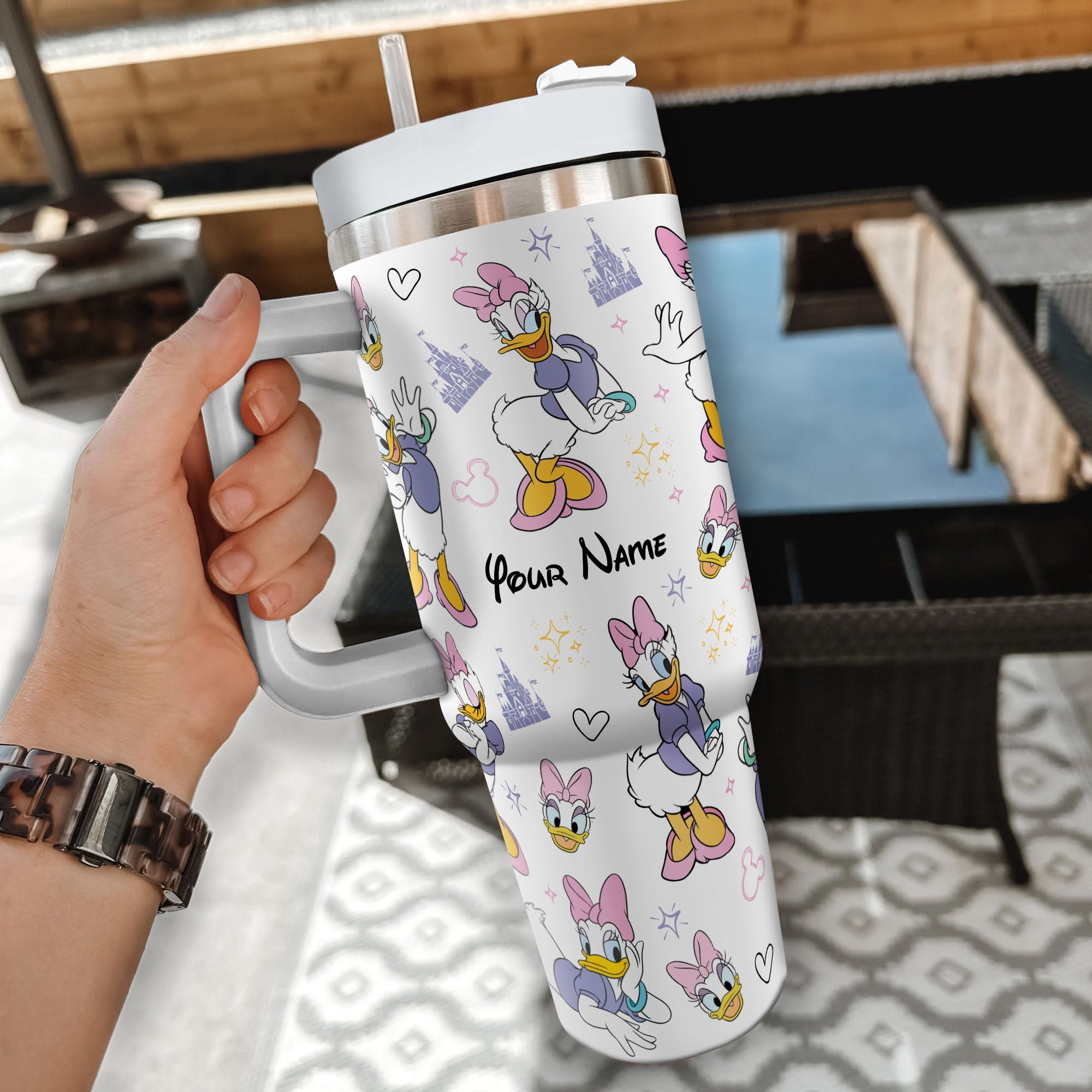 Daisy Duck Disney Cartoon Custom Stanley Cup 40 oz 30 oz Tumbler With Handle
