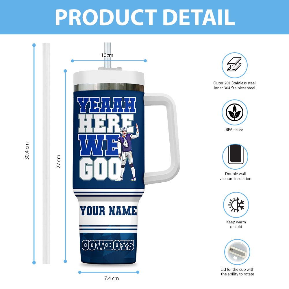 Dallas Cowboys NFL Custom Stanley Cup 40 oz 30 oz Tumbler With Handle