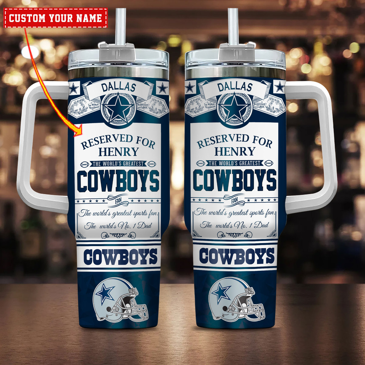 Dallas Cowboys NFL Father's Day Custom Stanley Cup 40 oz 30 oz Tumbler With Handle