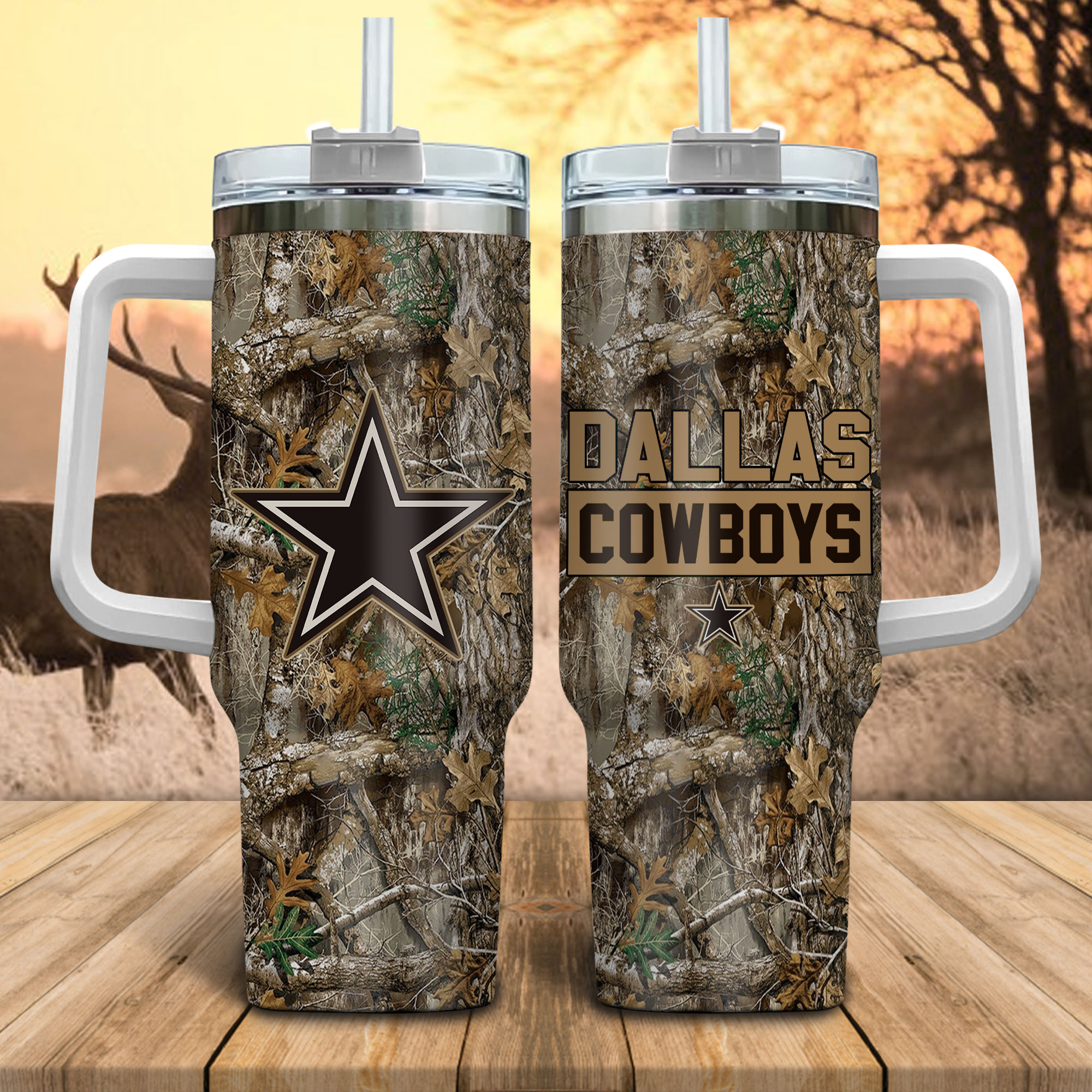 Dallas Cowboys NFL Hunting Realtree Custom Stanley Cup 40 oz 30 oz Tumbler With Handle