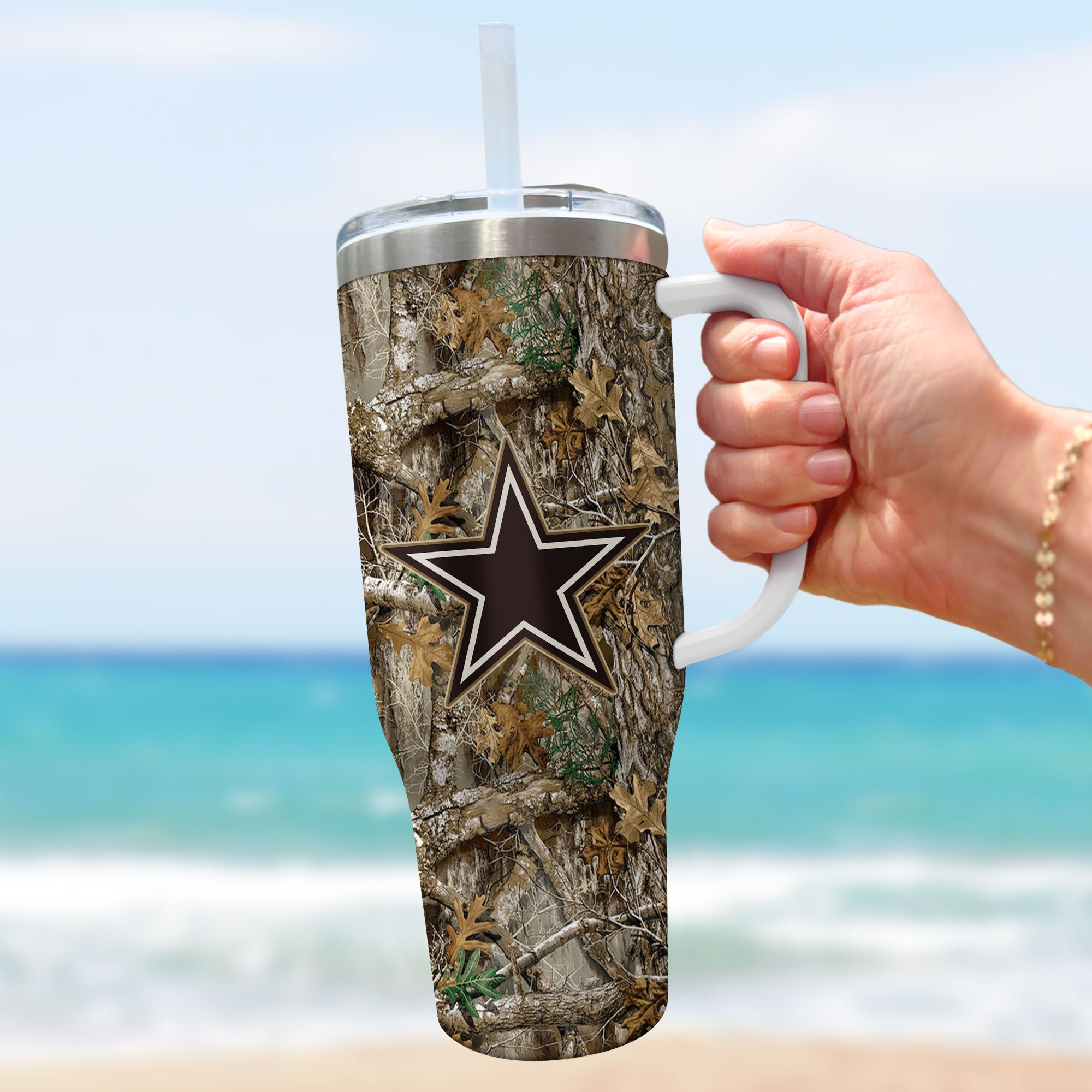 Dallas Cowboys NFL Hunting Realtree Custom Stanley Cup 40 oz 30 oz Tumbler With Handle