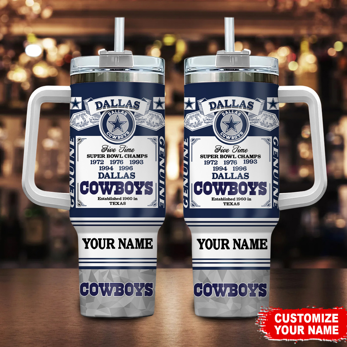 Dallas Cowboys NFL Super Bowl Champs Pride Custom Stanley Cup 40 oz 30 oz Tumbler With Handle