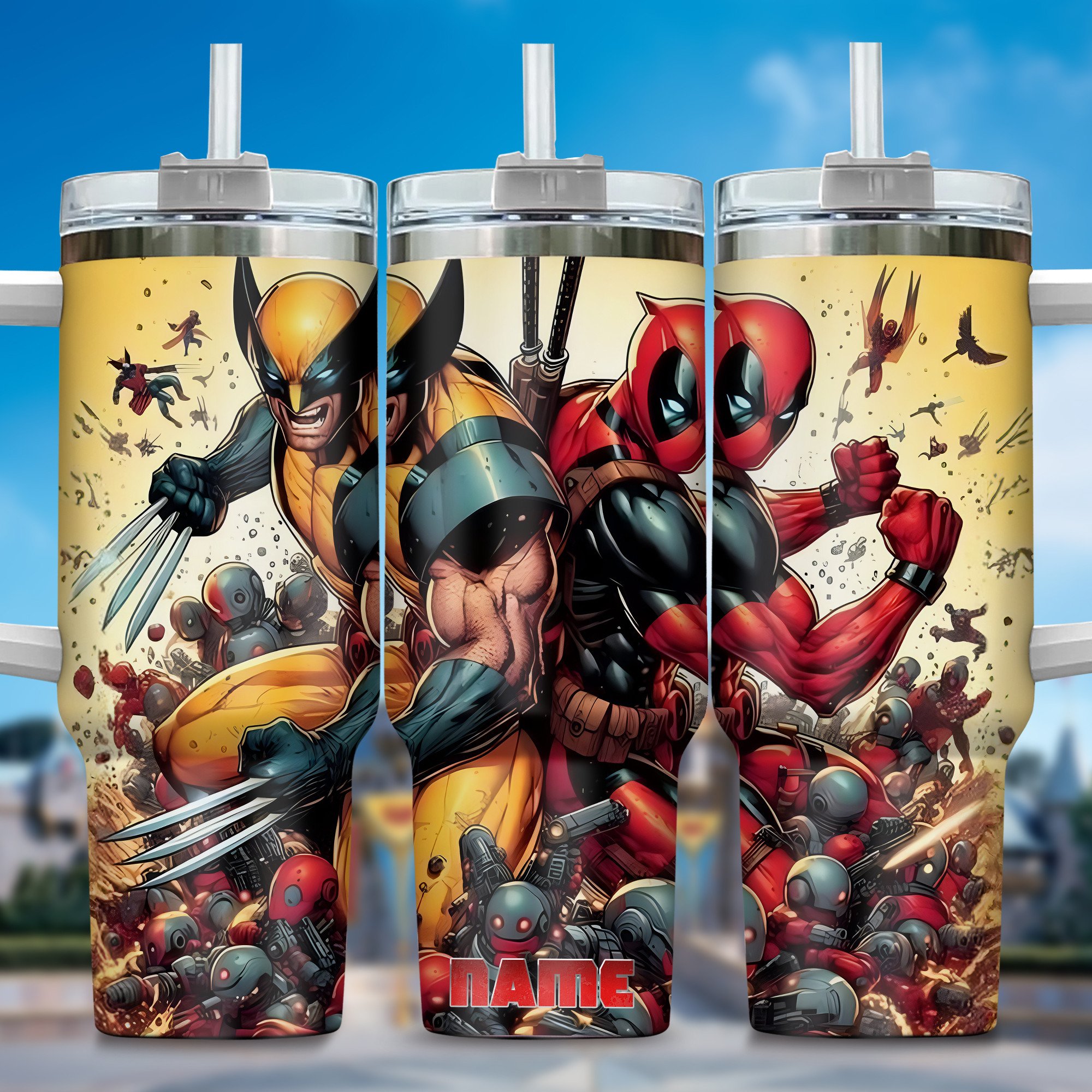 Deadpool Wolverine Movies Custom Stanley Cup 40 oz 30 oz Tumbler With Handle