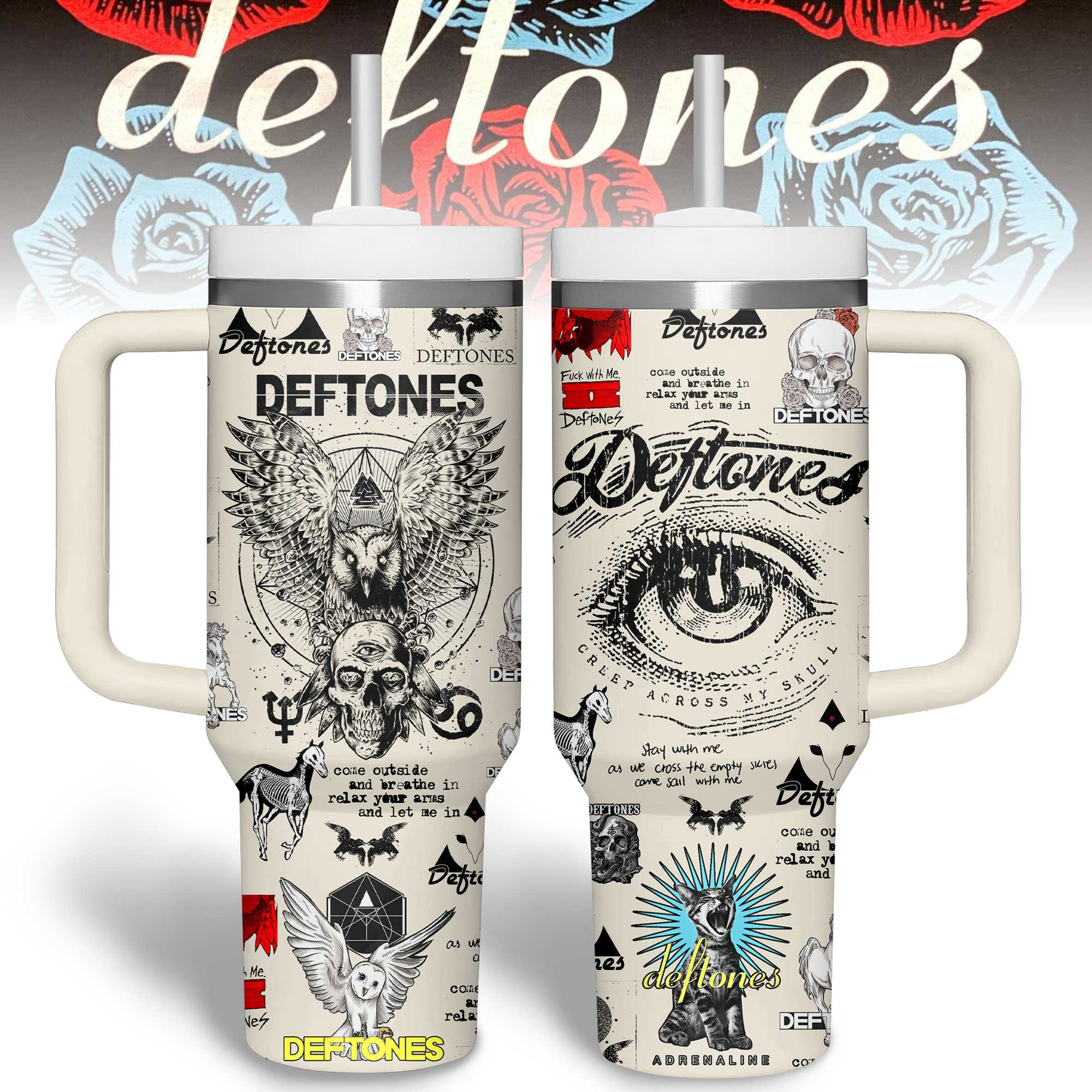 Deftones Music Custom Stanley Cup 40 oz 30 oz Tumbler With Handle