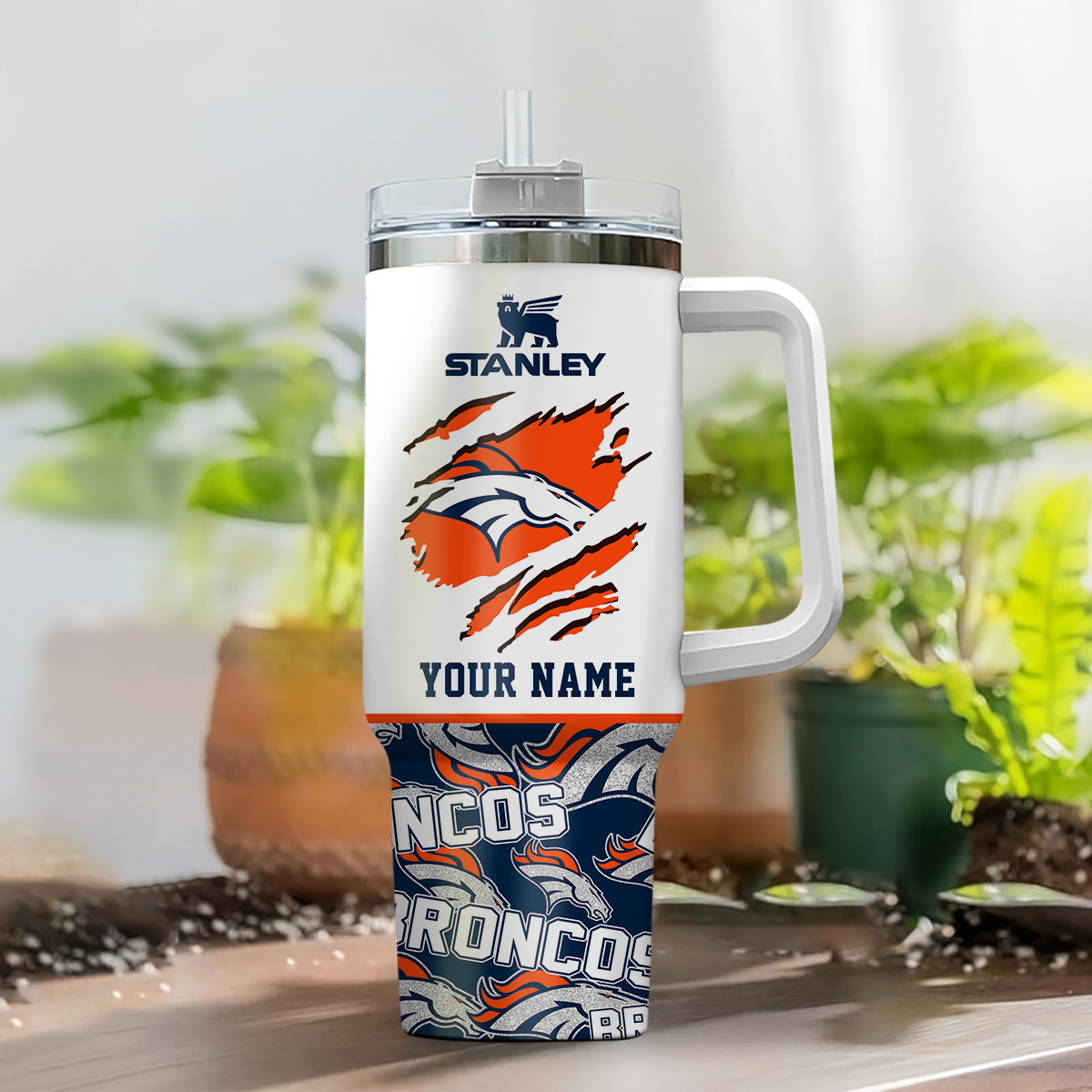 Denver Broncos NFL Custom Stanley Cup 40 oz 30 oz Tumbler With Handle