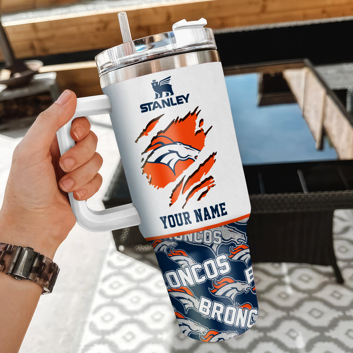 Denver Broncos NFL Custom Stanley Cup 40 oz 30 oz Tumbler With Handle