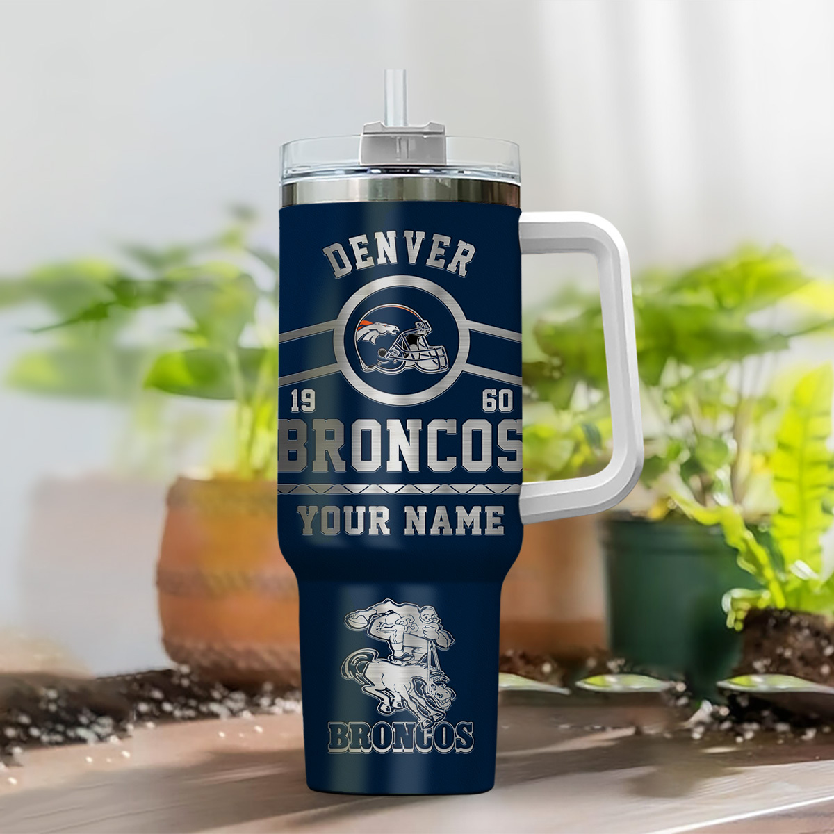 Denver Broncos NFL Custom Stanley Cup 40 oz 30 oz Tumbler With Handle