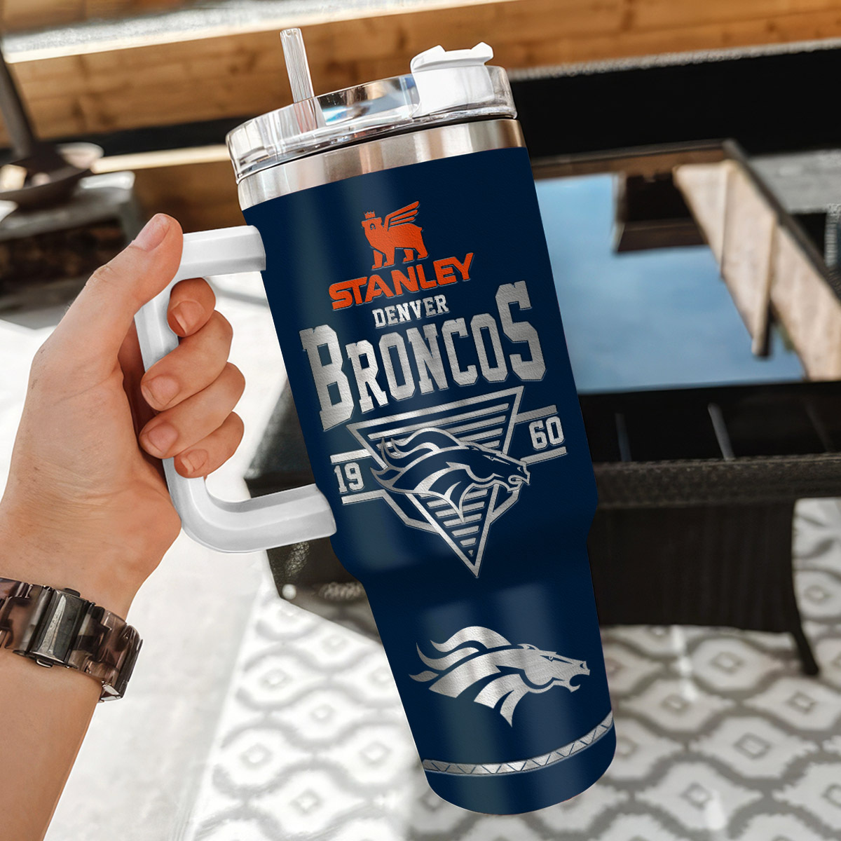 Denver Broncos NFL Custom Stanley Cup 40 oz 30 oz Tumbler With Handle