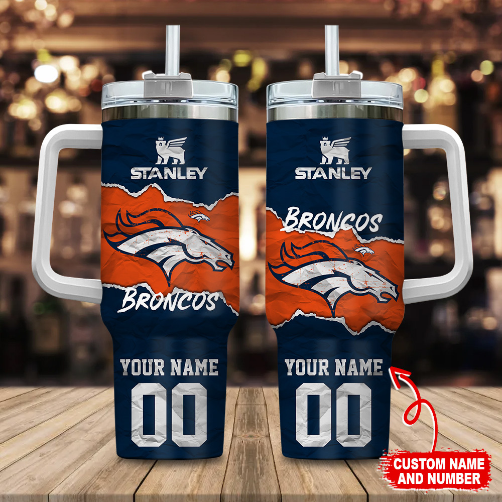 Denver Broncos NFL Custom Stanley Cup 40 oz 30 oz Tumbler With Handle