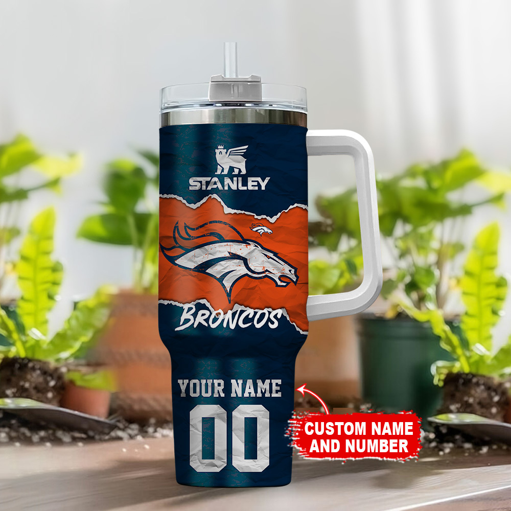 Denver Broncos NFL Custom Stanley Cup 40 oz 30 oz Tumbler With Handle