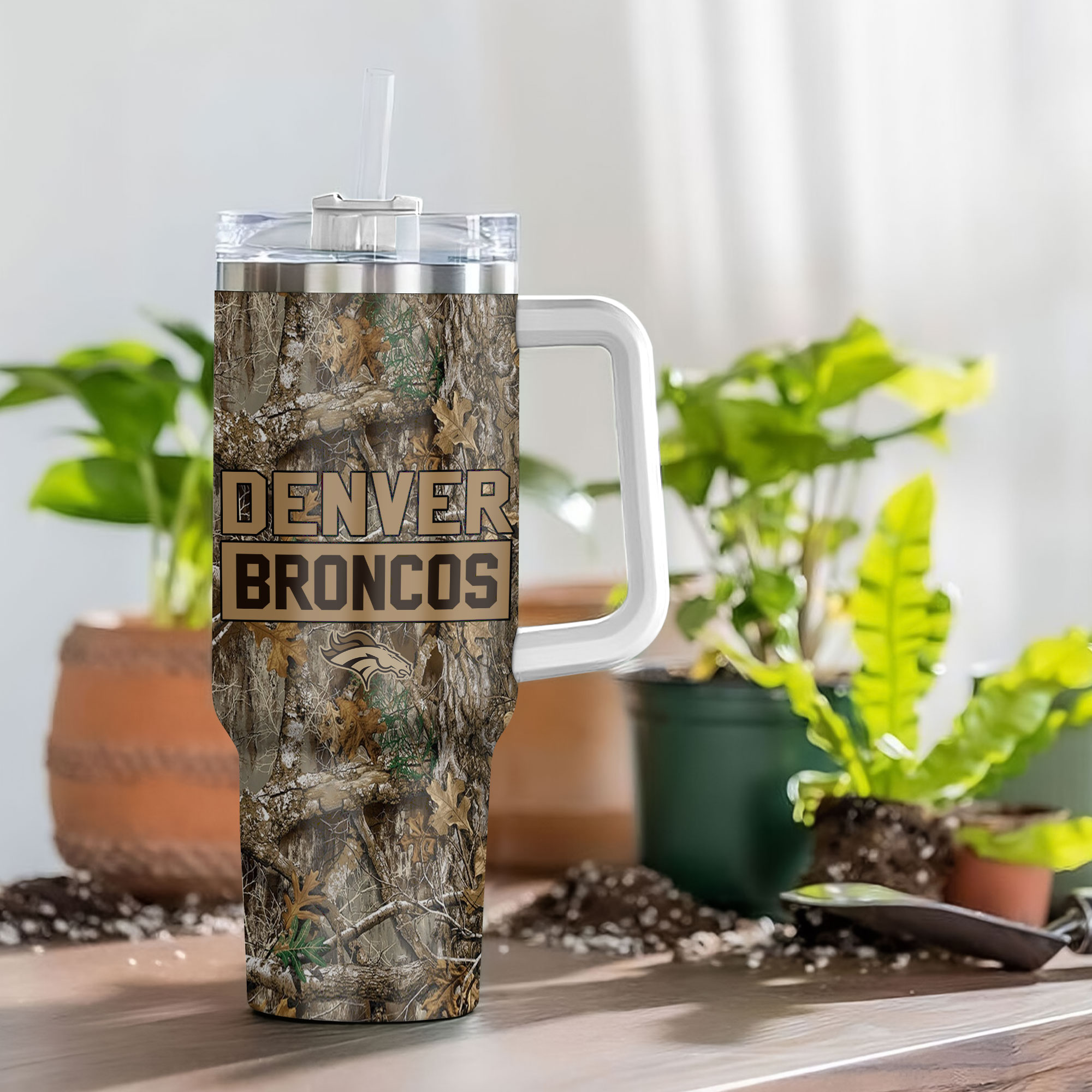 Denver Broncos NFL Hunting Realtree Custom Stanley Cup 40 oz 30 oz Tumbler With Handle