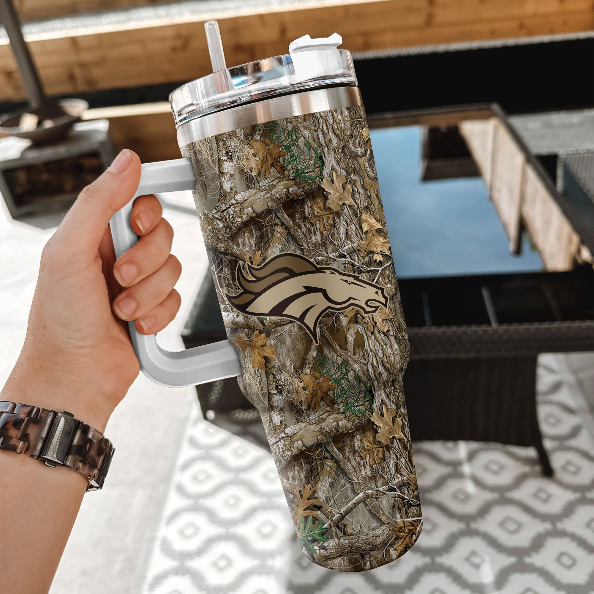 Denver Broncos NFL Hunting Realtree Custom Stanley Cup 40 oz 30 oz Tumbler With Handle