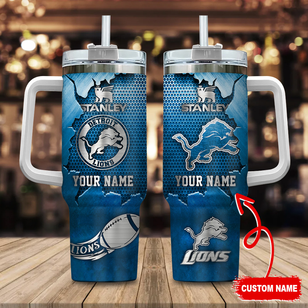 Detroit Lions NFL Metal Style Custom Stanley Cup 40 oz 30 oz Tumbler With Handle