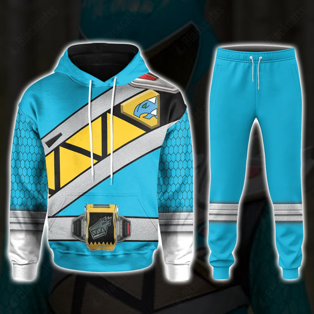 Dino Charge Power Rangers Aqua Ranger Costume Hoodie Sweatshirt T-Shirt Sweatpants Tracksuit - Stormmerch Exclusive
