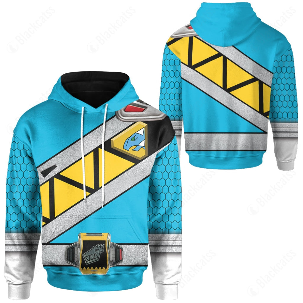 Dino Charge Power Rangers Aqua Ranger Costume Hoodie Sweatshirt T-Shirt Sweatpants Tracksuit - Stormmerch Exclusive