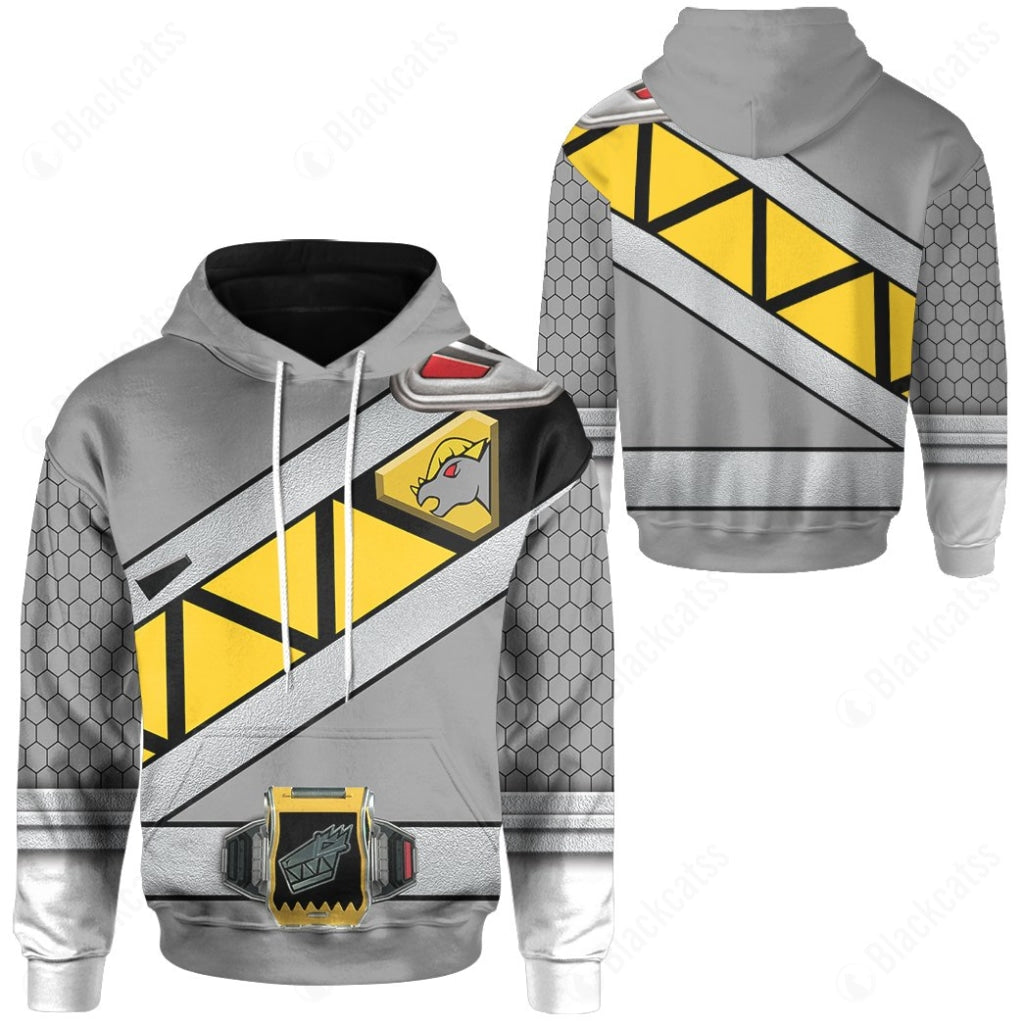 Dino Charge Power Rangers Graphite Ranger Costume Hoodie Sweatshirt T-Shirt Sweatpants Tracksuit - Stormmerch Exclusive