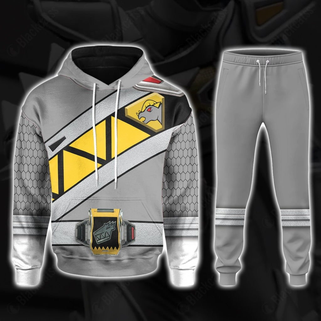 Dino Charge Power Rangers Graphite Ranger Costume Hoodie Sweatshirt T-Shirt Sweatpants Tracksuit - Stormmerch Exclusive