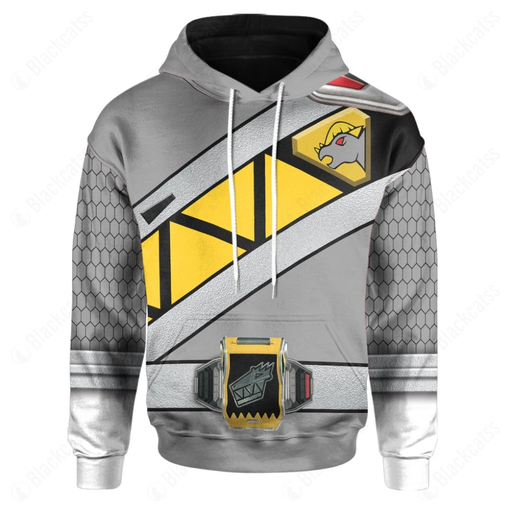 Dino Charge Power Rangers Graphite Ranger Costume Hoodie Sweatshirt T-Shirt Sweatpants Tracksuit - Stormmerch Exclusive