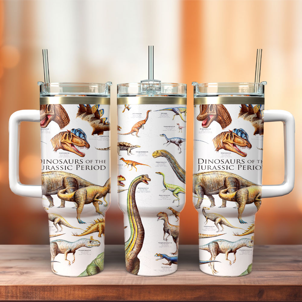 Dinosaur Jurassic Park Artwork Custom Stanley Cup 40 oz 30 oz Tumbler With Handle