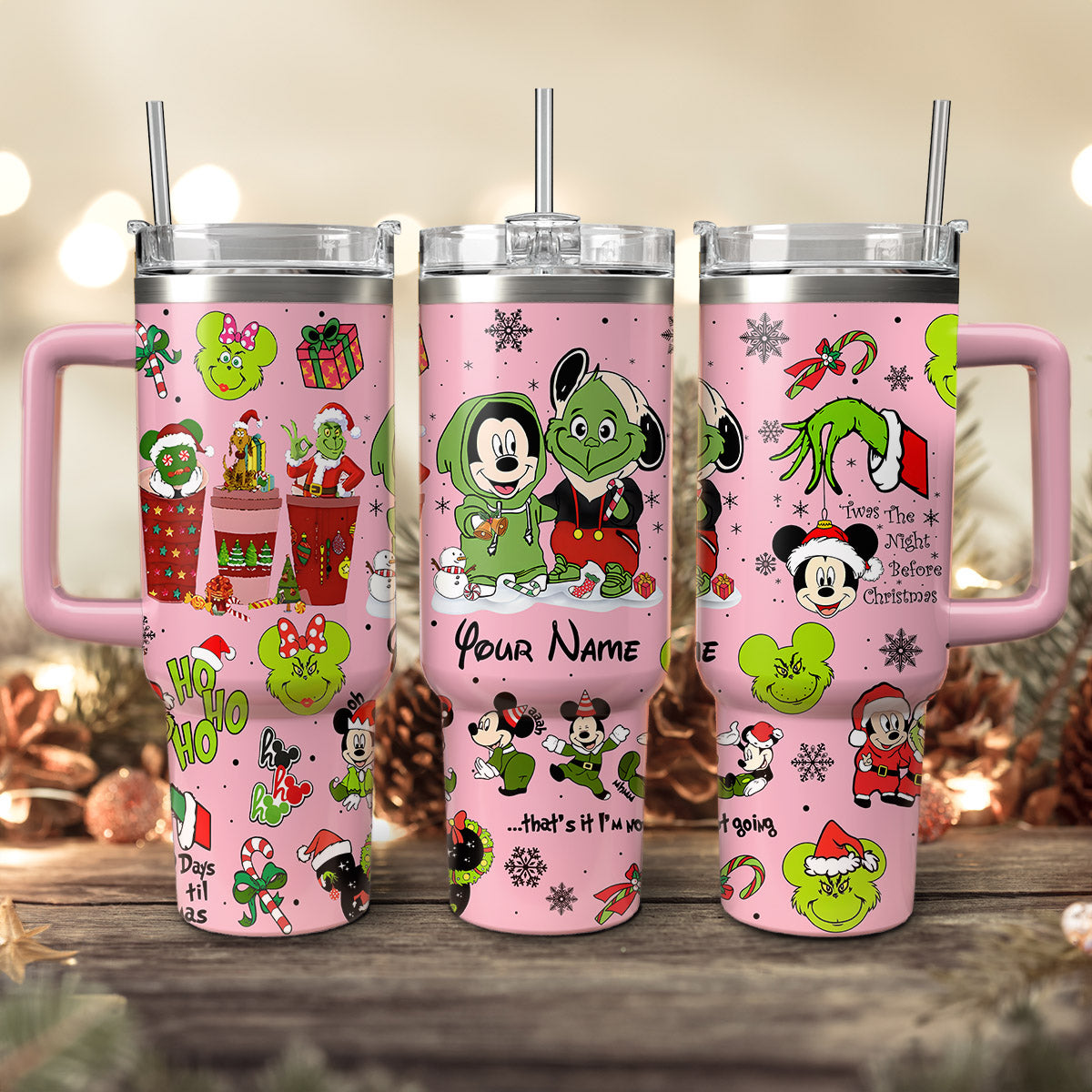 Disney Characters Cartoon Christmas Custom Stanley Cup 40 oz 30 oz Tumbler With Handle
