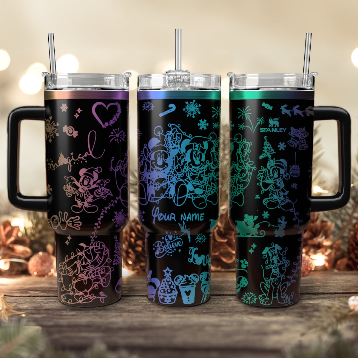 Disney Characters Cartoon Christmas Custom Stanley Cup 40 oz 30 oz Tumbler With Handle