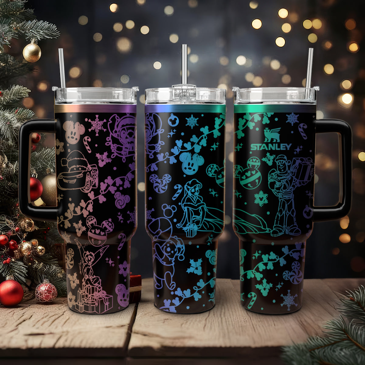 Disney Characters Cartoon Christmas Custom Stanley Cup 40 oz 30 oz Tumbler With Handle