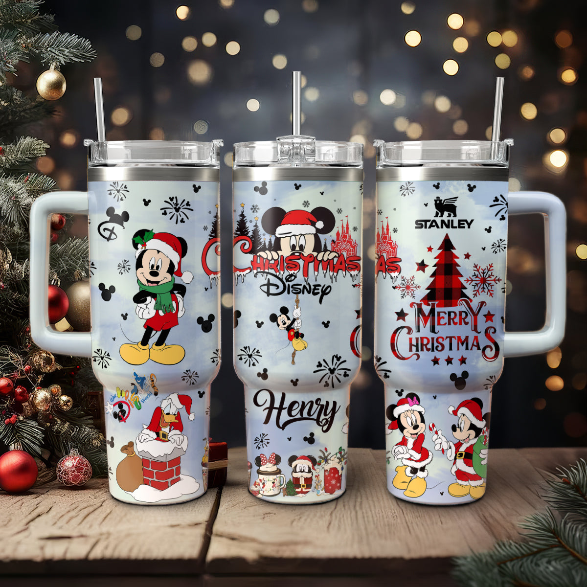 Disney Characters Cartoon Christmas Custom Stanley Cup 40 oz 30 oz Tumbler With Handle