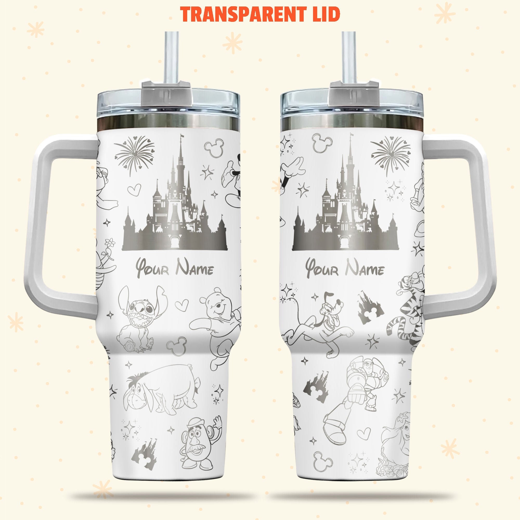 Disney Characters Cartoon Custom Stanley Cup 40 oz 30 oz Tumbler With Handle