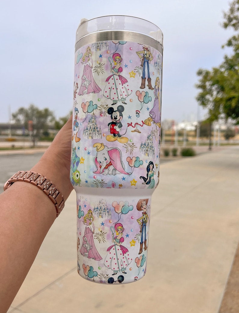 Disney Characters Cartoon Custom Stanley Cup 40 oz 30 oz Tumbler With Handle