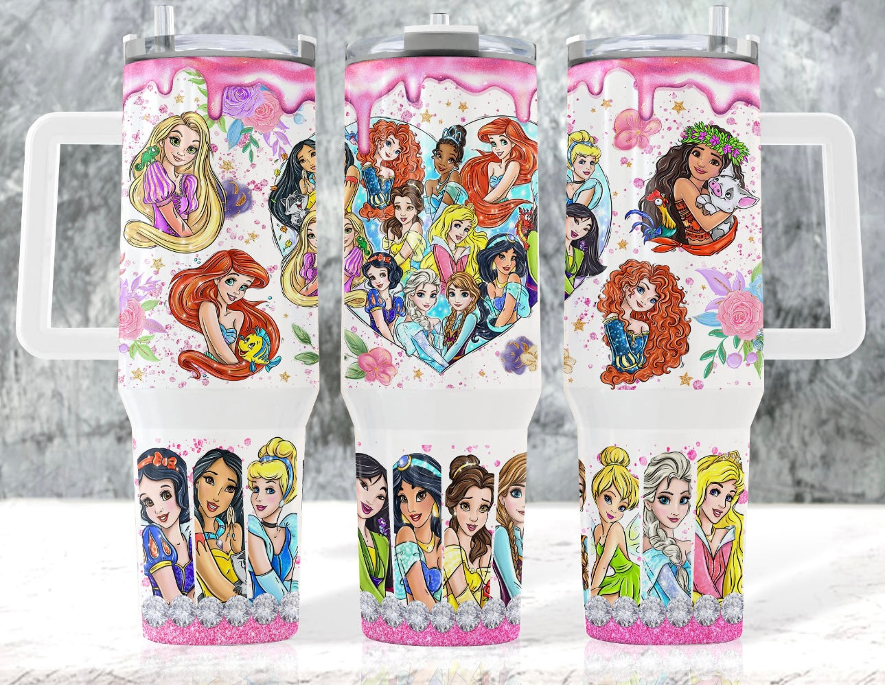 Disney Princesses Cartoon Custom Stanley Cup 40 oz 30 oz Tumbler With Handle