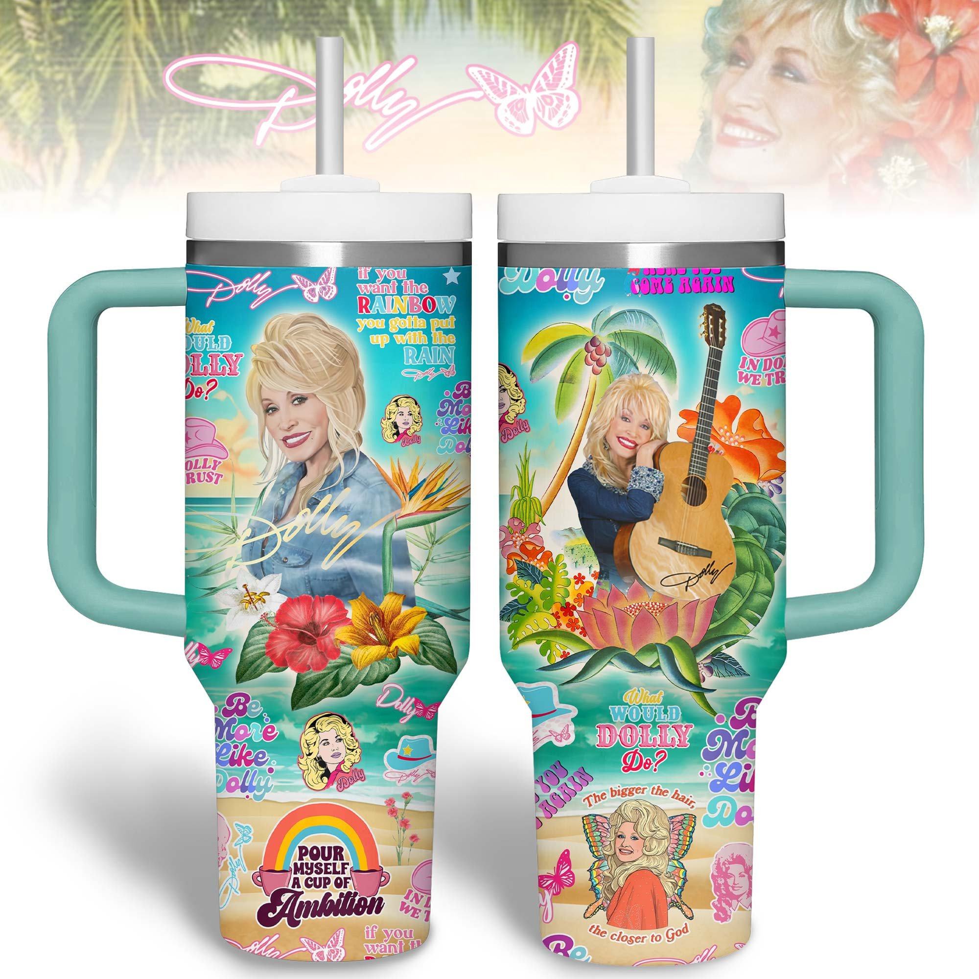 Dolly Parton Music Custom Stanley Cup 40 oz 30 oz Tumbler With Handle