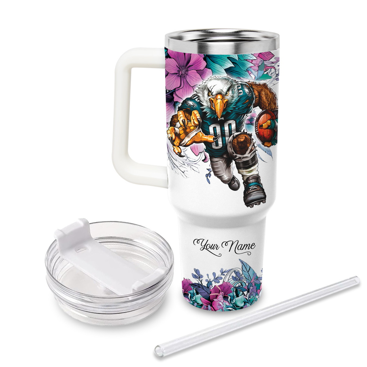 Eagles Mascot NFL Custom Stanley Cup 40 oz 30 oz Tumbler With Handle