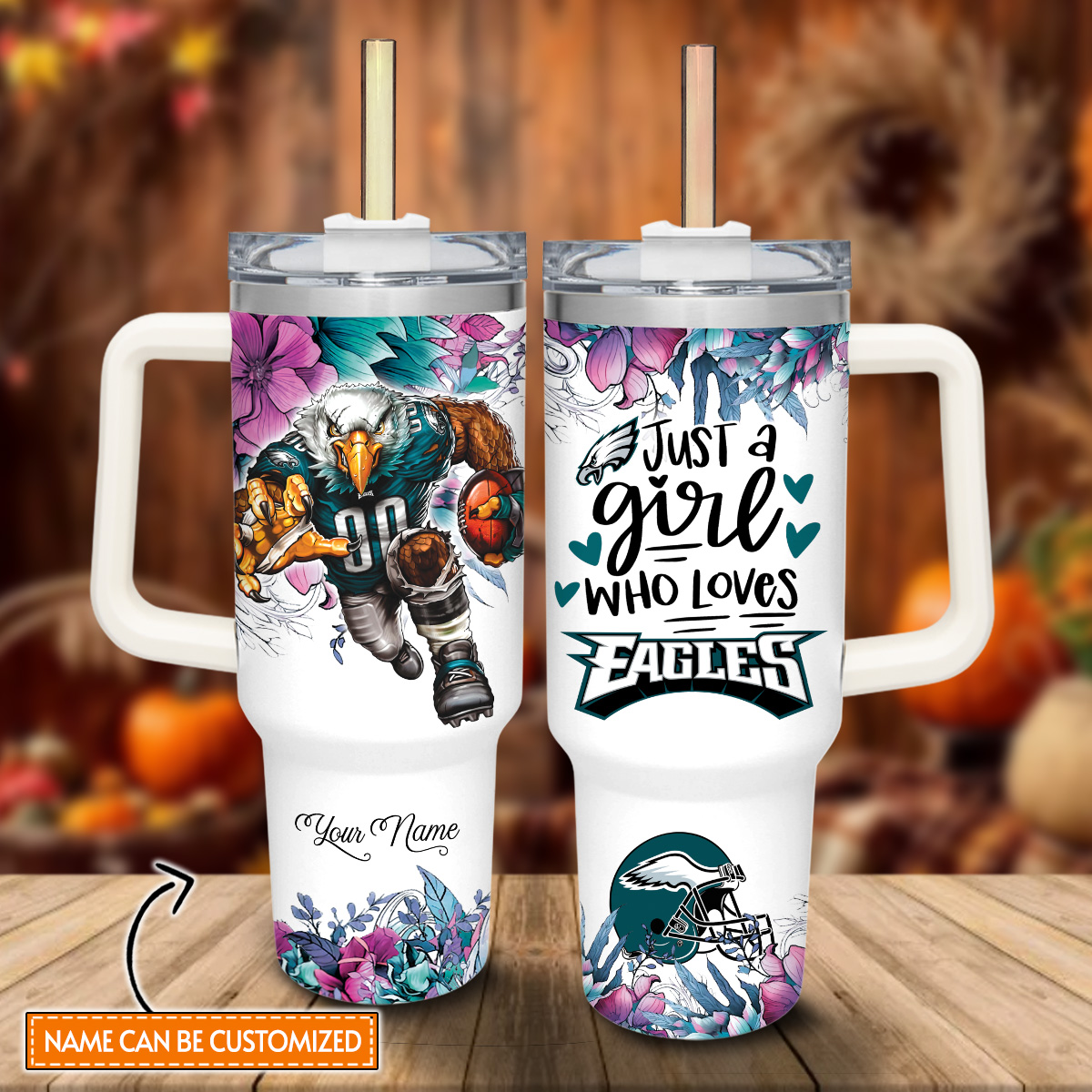 Eagles Mascot NFL Custom Stanley Cup 40 oz 30 oz Tumbler With Handle