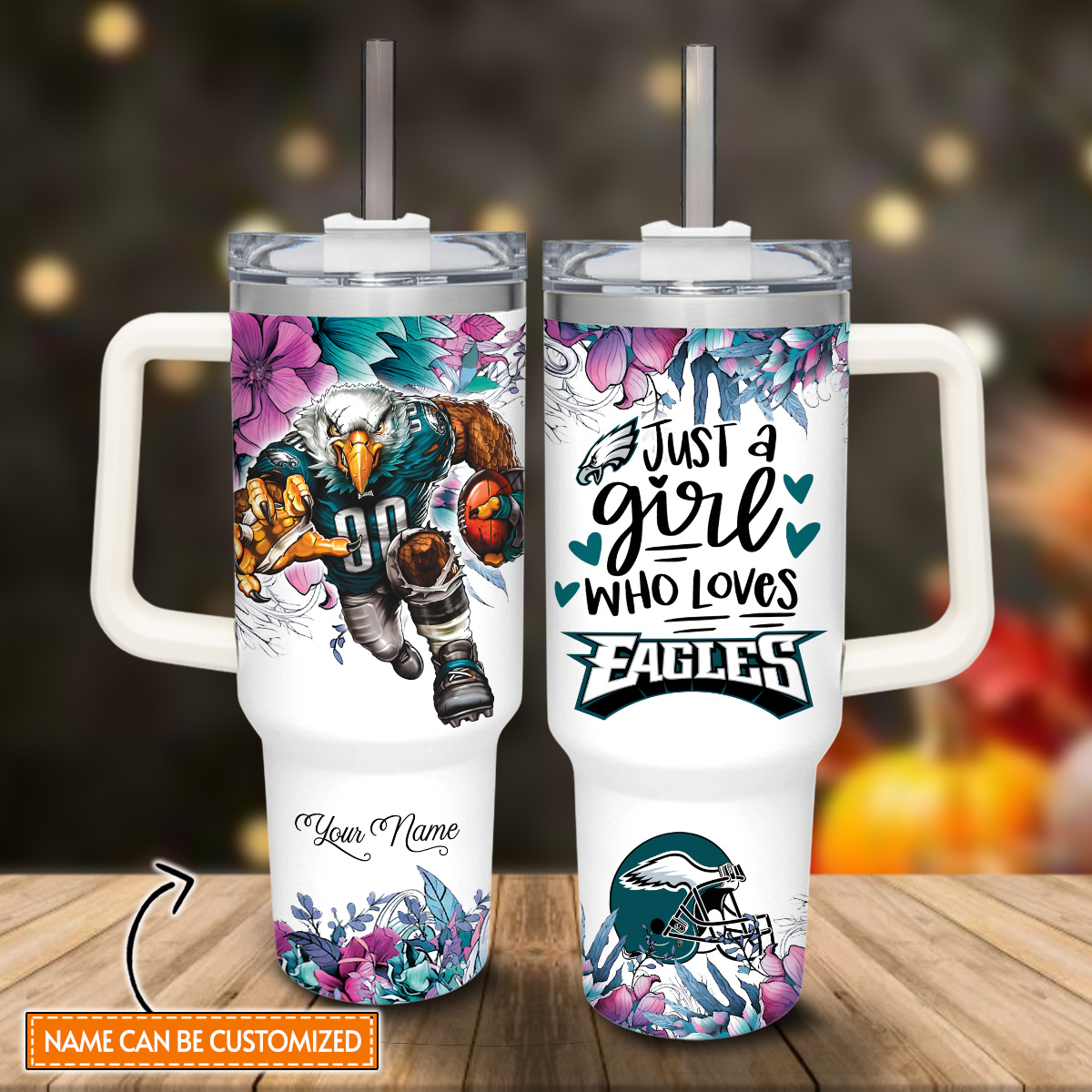 Eagles Mascot NFL Custom Stanley Cup 40 oz 30 oz Tumbler With Handle