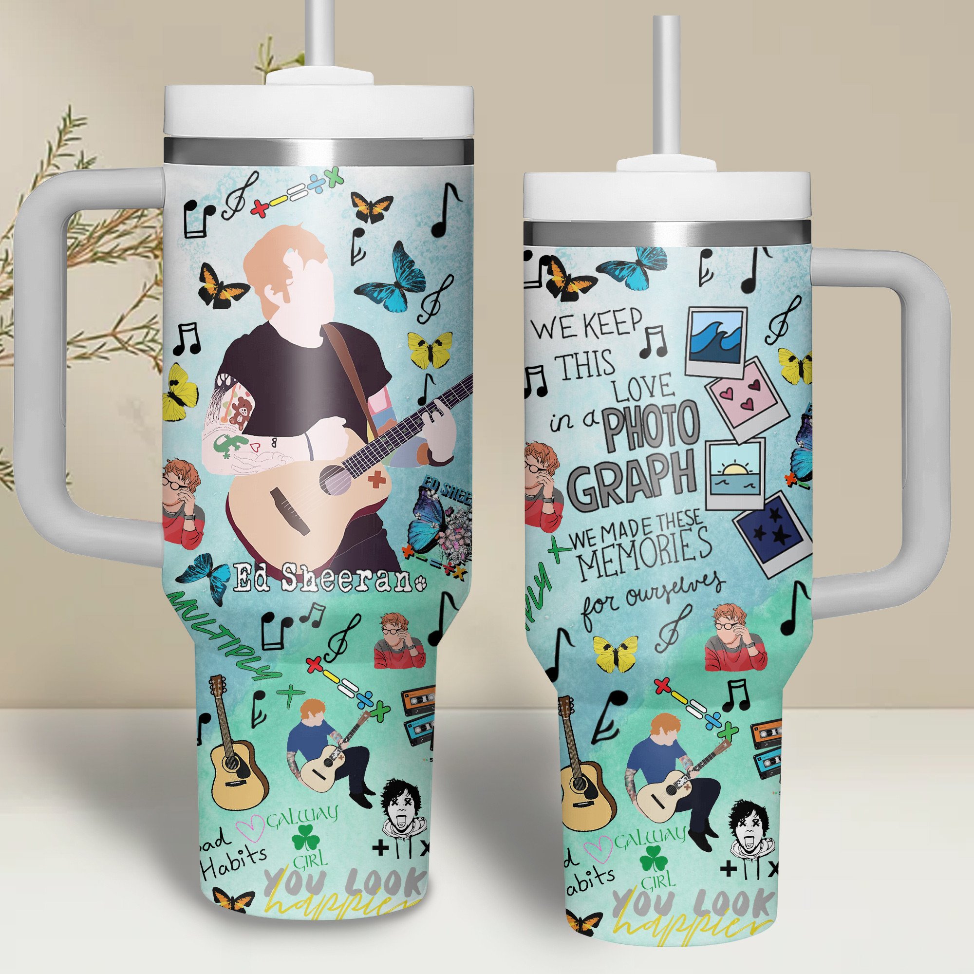 Ed Sheeran Music Custom Stanley Cup 40 oz 30 oz Tumbler With Handle