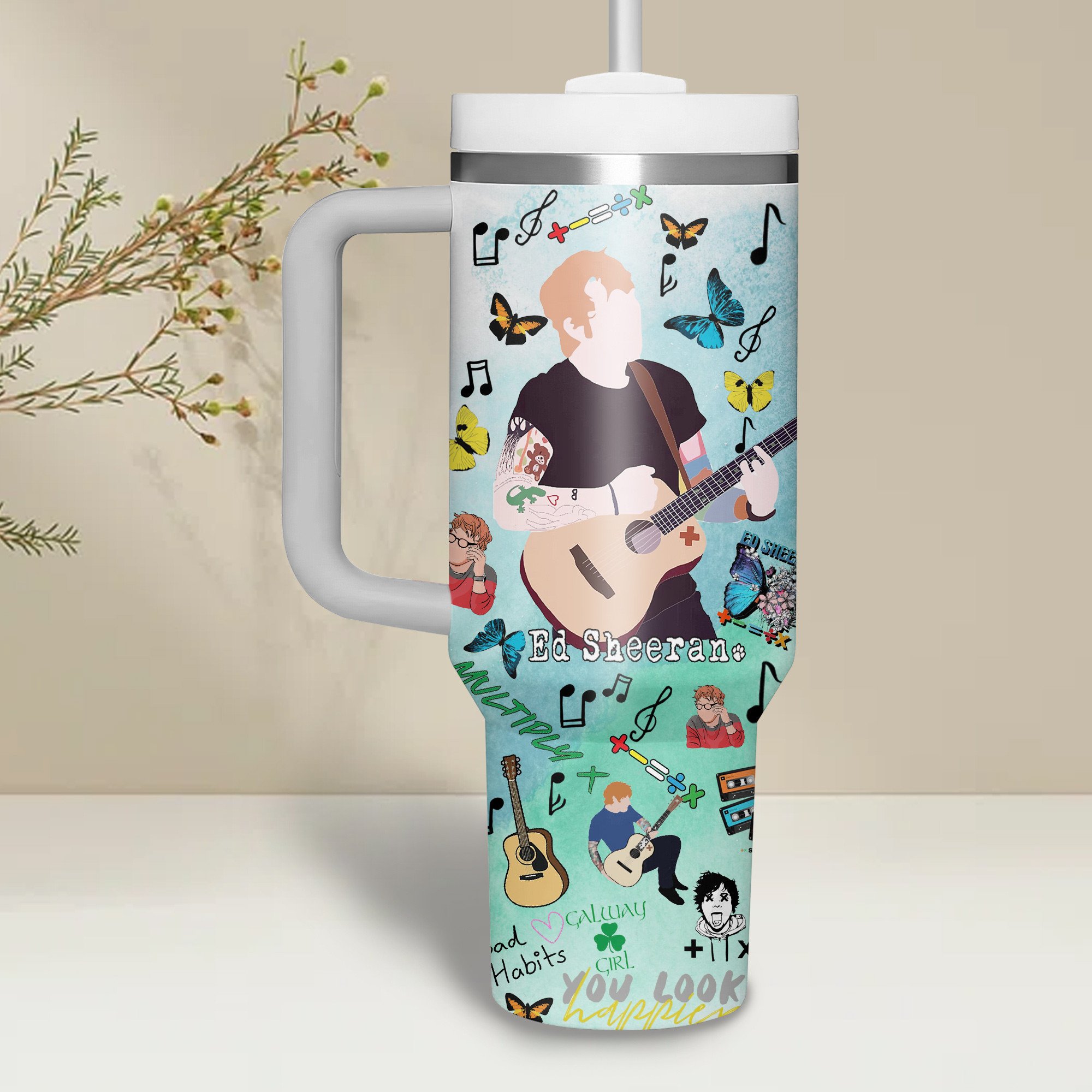 Ed Sheeran Music Custom Stanley Cup 40 oz 30 oz Tumbler With Handle