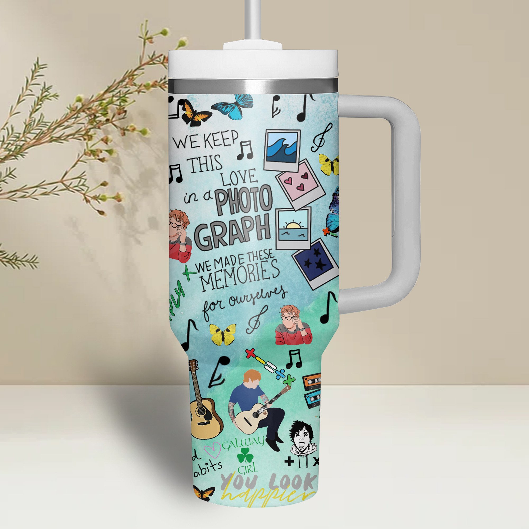 Ed Sheeran Music Custom Stanley Cup 40 oz 30 oz Tumbler With Handle