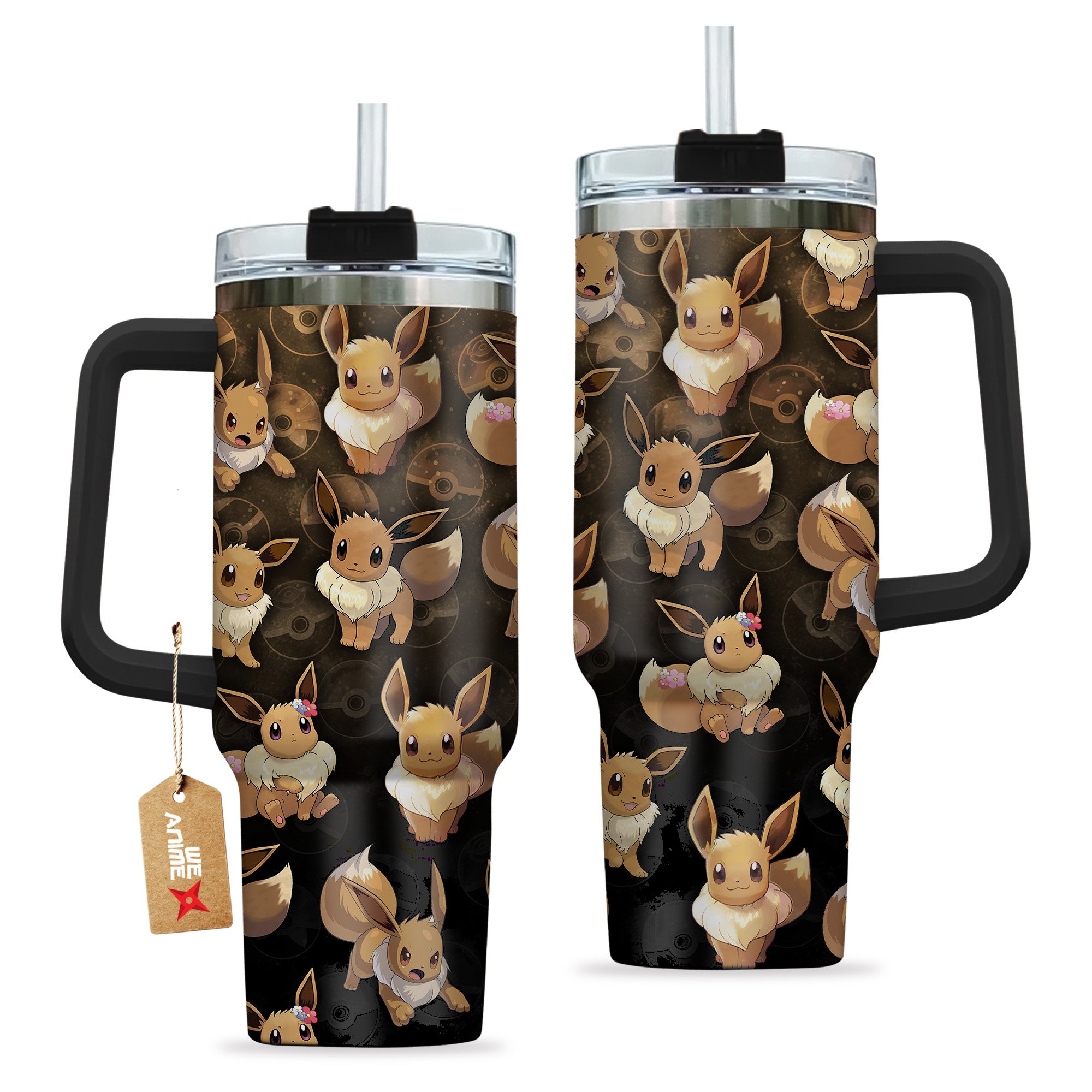 Eevee Pokemon Anime Custom Stanley Cup 40 oz 30 oz Tumbler With Handle