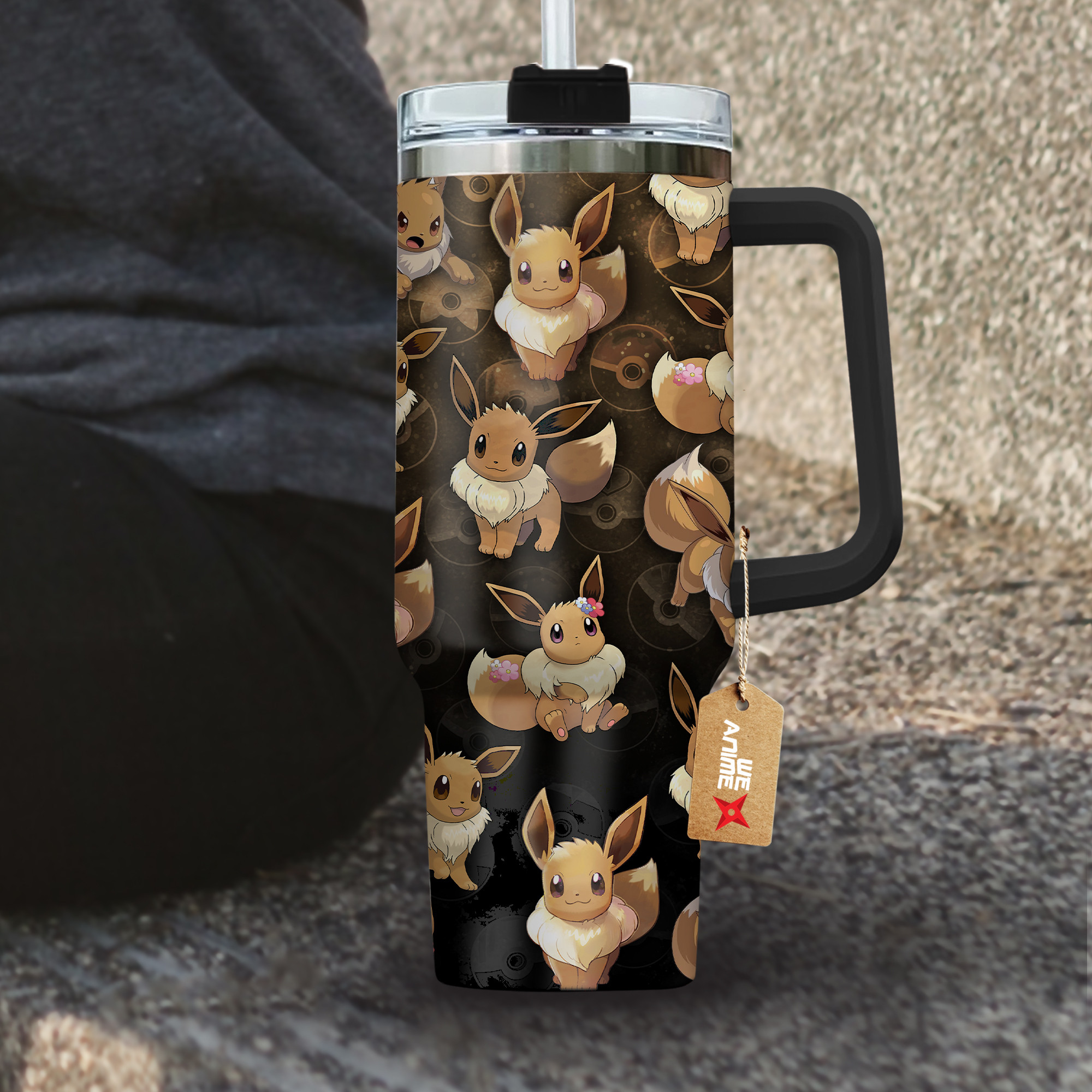 Eevee Pokemon Anime Custom Stanley Cup 40 oz 30 oz Tumbler With Handle
