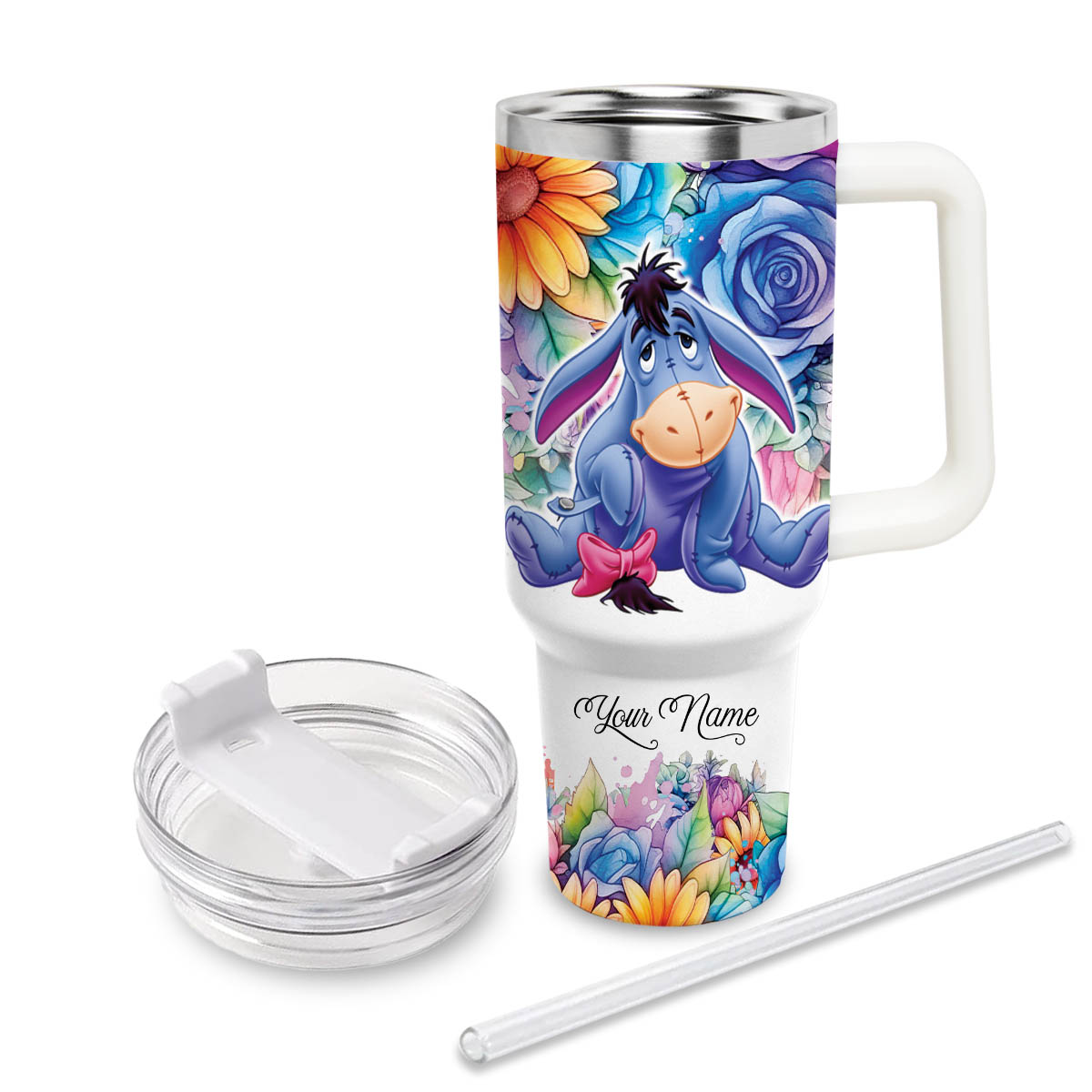 Eeyore Winnie the Pooh Cartoon Custom Stanley Cup 40 oz 30 oz Tumbler With Handle