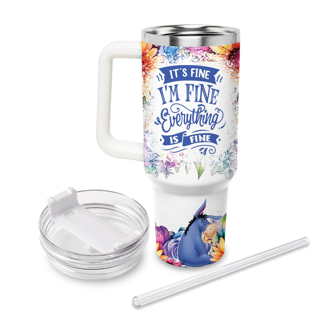 Eeyore Winnie the Pooh Cartoon Custom Stanley Cup 40 oz 30 oz Tumbler With Handle