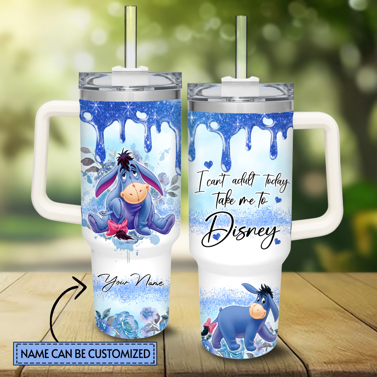 Eeyore Winnie the Pooh Cartoon Custom Stanley Cup 40 oz 30 oz Tumbler With Handle