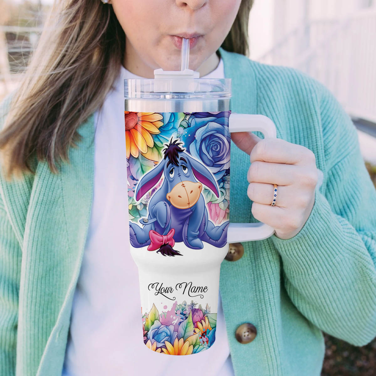 Eeyore Winnie the Pooh Cartoon Custom Stanley Cup 40 oz 30 oz Tumbler With Handle