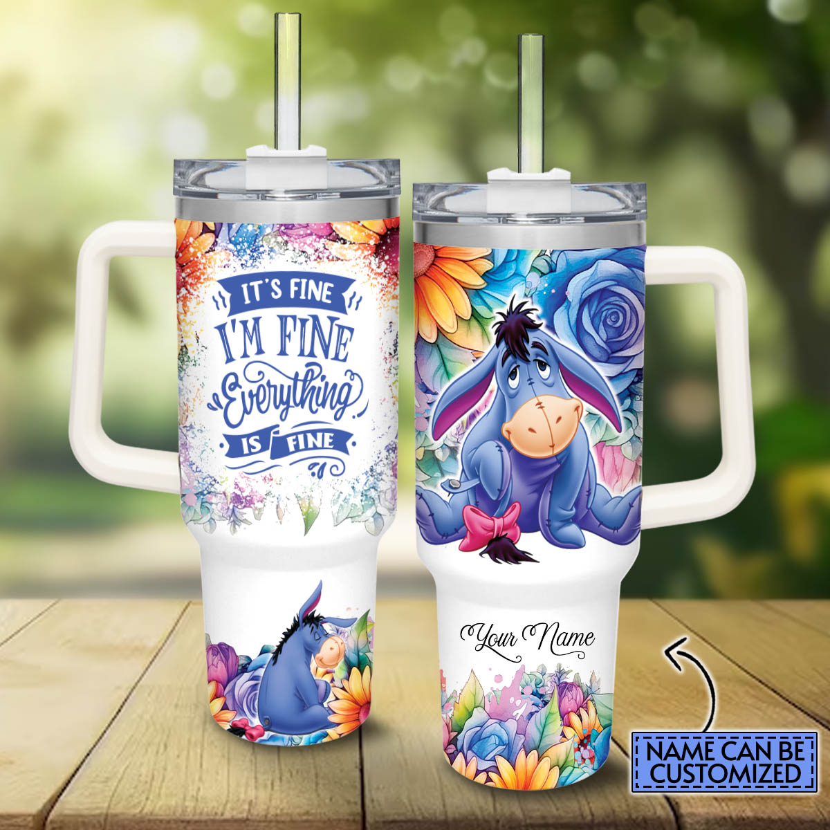 Eeyore Winnie the Pooh Cartoon Custom Stanley Cup 40 oz 30 oz Tumbler With Handle