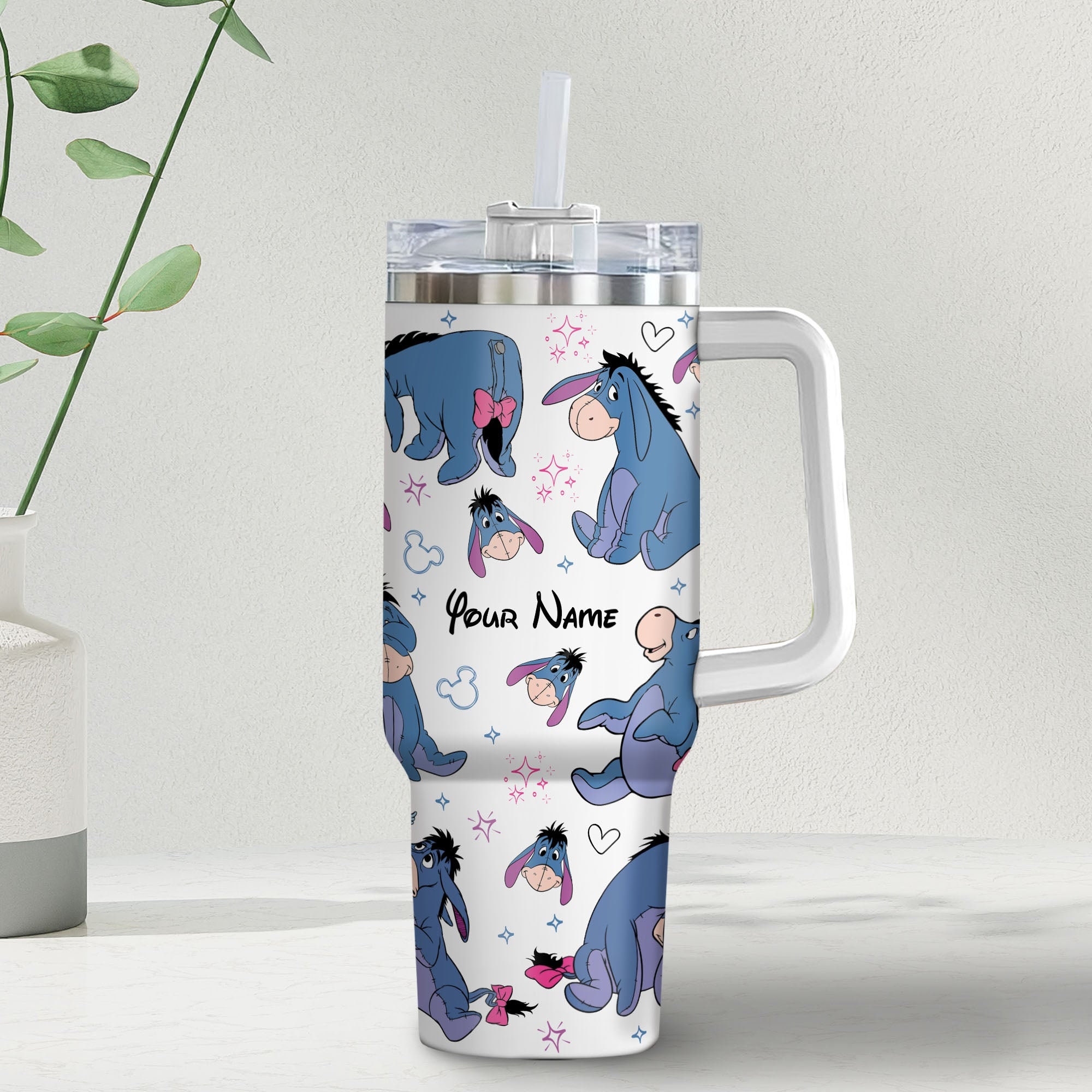 Eeyore Winnie The Pooh Disney Cartoon Custom Stanley Cup 40 oz 30 oz Tumbler With Handle