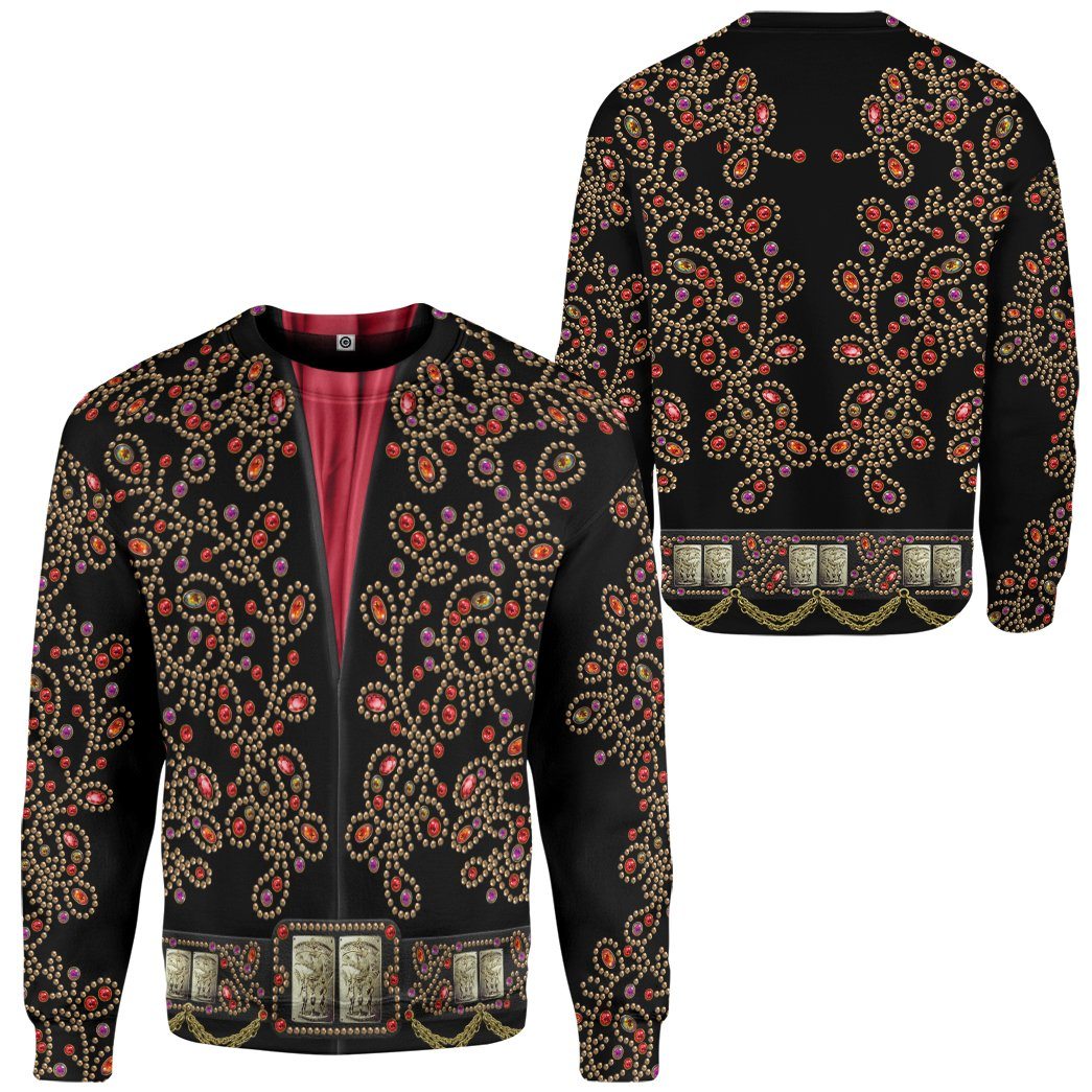 Elvis Presley Black Spanish Red Flower Costume Hoodie Sweatshirt T-Shirt Sweatpants Tracksuit - Stormmerch Exclusive