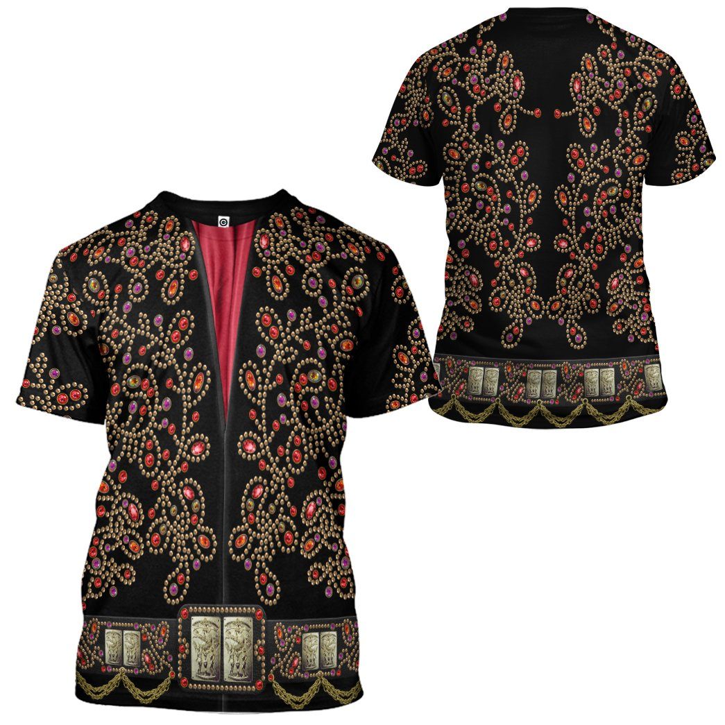 Elvis Presley Black Spanish Red Flower Costume Hoodie Sweatshirt T-Shirt Sweatpants Tracksuit - Stormmerch Exclusive