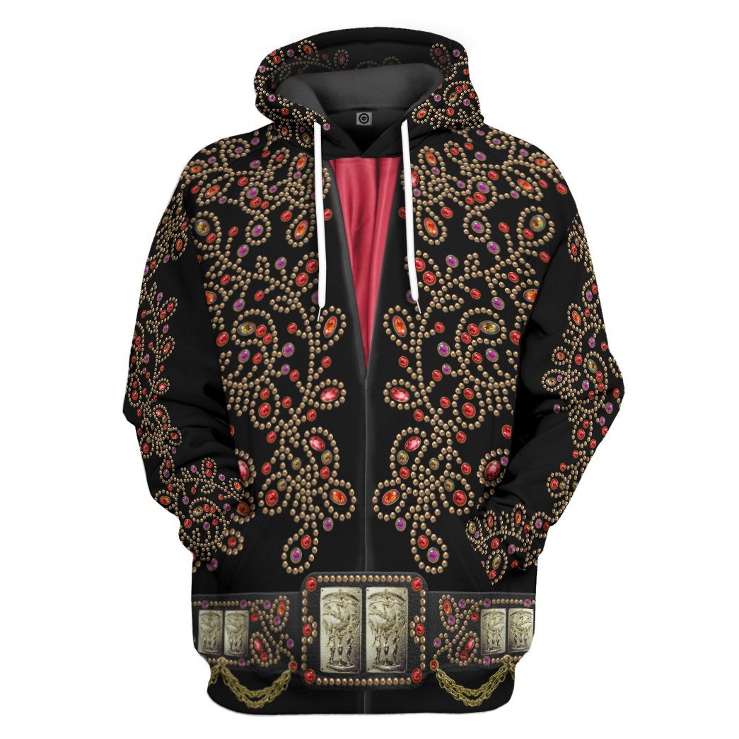 Elvis Presley Black Spanish Red Flower Costume Hoodie Sweatshirt T-Shirt Sweatpants Tracksuit - Stormmerch Exclusive