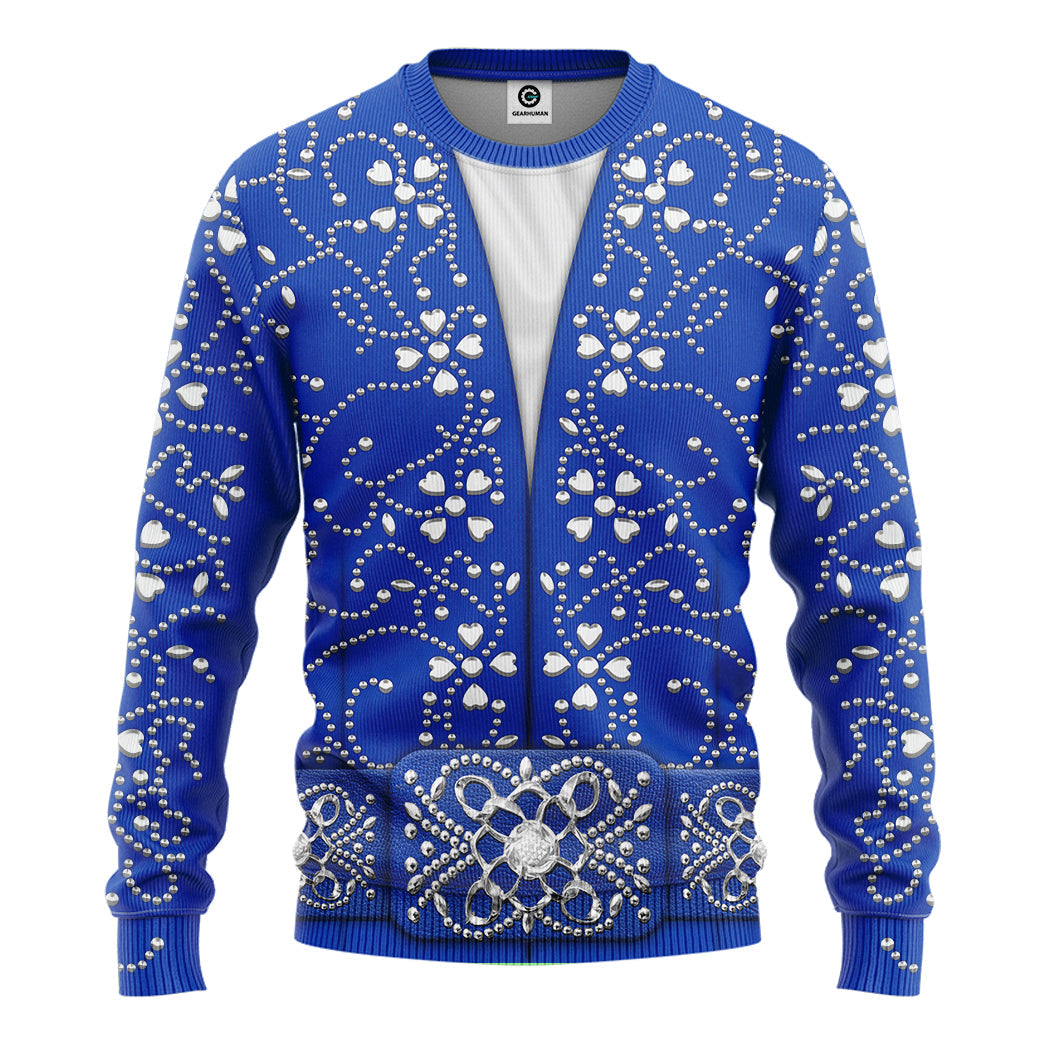 Elvis Presley Blue Swirl Jumpsuit Costume Hoodie Sweatshirt T-Shirt Sweatpants Tracksuit - Stormmerch Exclusive