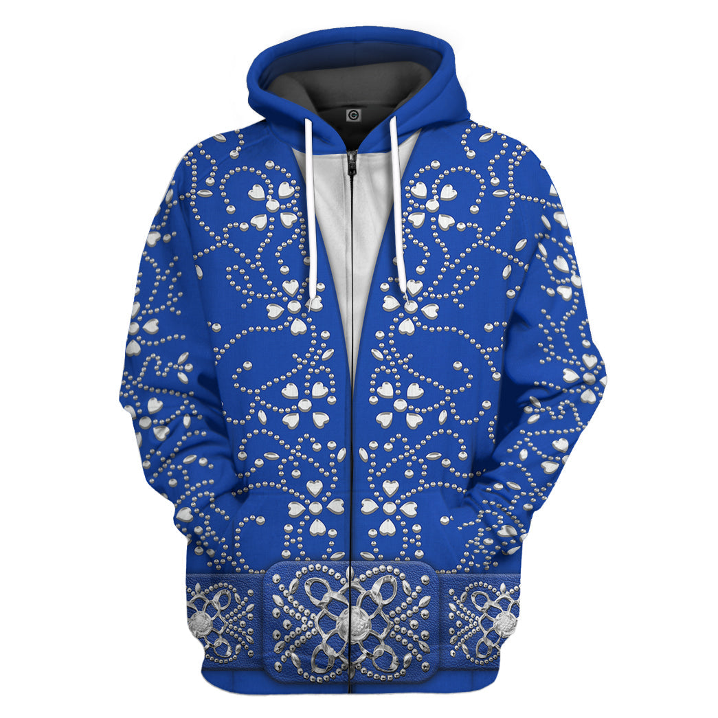 Elvis Presley Blue Swirl Jumpsuit Costume Hoodie Sweatshirt T-Shirt Sweatpants Tracksuit - Stormmerch Exclusive